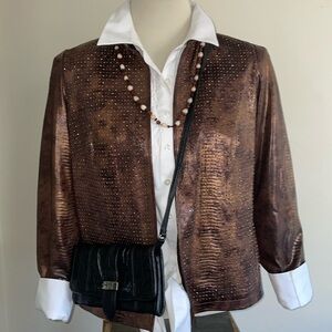 Chico’s snake print blazer. Chico’s Size 0.  Standard US Size 4.‎  Brown.